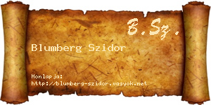 Blumberg Szidor névjegykártya